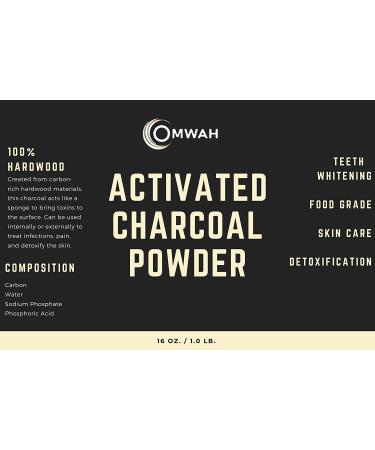 OMWAH Organic Activated Charcoal Powder 16 oz - Food Grade, Ultra Fine, 100% Wood Based - Buy Online on GoSupps.com