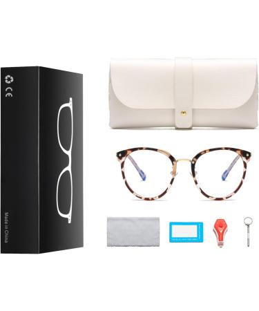 Cleoxyge Blue Light Filter Glasses for Men & Women - Stylish Metal Frame UV400 Protection Includes Case & Cleaning Cloth - C01 Leopard - Buy Online on GoSupps.com