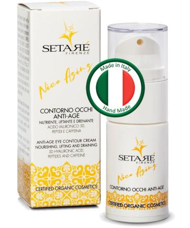 Italian Certified Vegan Organic Anti-Aging/Wrinkles Eyes & Lip Cream. Daily Use Treatment Reduces Dark Circles Puffiness & Bags. Hydrating & Moisturizing