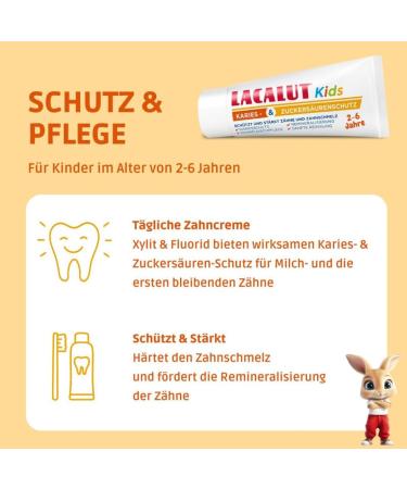  Lacalut Lacalut Kids 2-6 years 55 ml Children's toothpaste with highly effective protection against cavities and sugar acid Toothpaste with bi-phase technology and vitamins A and E - Buy Online on GoSupps.com