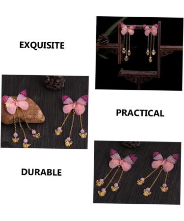 Beaupretty 2 Pairs hanfu butterfly headdress hairpin with tassel metallic hair clips tassel hair clips kids hair accessories for girls long tassel hair barrettes child alloy Costume decorate - Buy Online on GoSupps.com