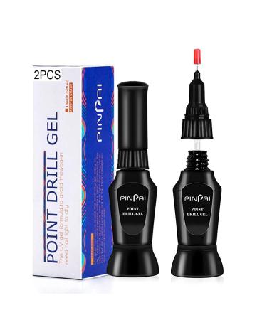 evpct 2Pcs 10ml Nail Rhinestones Glue Gel for Nails Art Glue,Nail Jewel Gel Glue for Nails Stones,Nail Crystal Diamond Glue for Rhinestones,Point Drill Gel Needle Brush Dual Purpose Adhesive Resin