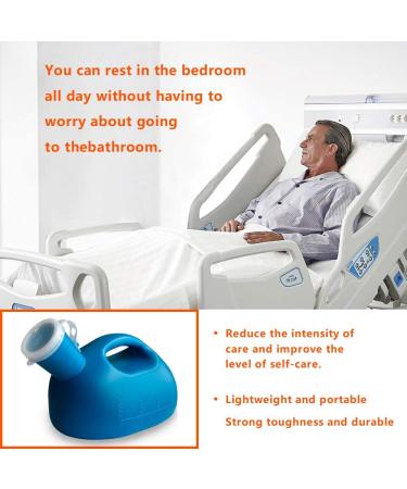 2000ml Portable Male Urinal - Large Plastic Pee Holder for Men - Ideal for Hospital, Incontinence, Elderly - Travel, Driving, Camping - Blue - Buy Online on GoSupps.com