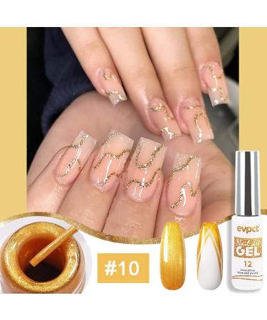 3Pcs Metallic Gold Gel Liner Nail Art Polish Set - Silver, White, and Gold | Thin Brush Painted Design | Soak off Curing for Nail Manicure Painting - 0.27 Fl Oz (Pack of 3) - Buy Online on GoSupps.com