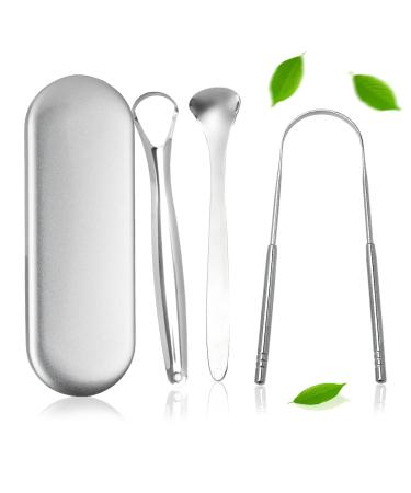 Tongue scraper stainless steel Xixiran tongue cleaner scraper tongue brush stainless steel stainless steel tongue scraper stainless steel tongue scrap for adults tongue cleaner made of metal with housing (3-set)