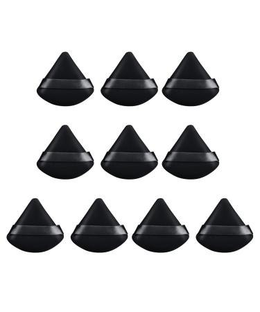 10pcs Powder Puff Dry Wet Makeup Puff Triangle Powder Puff Reusable Triangle Velour Makeup Sponge for Loose Powder Cosmetic Foundation (Black)