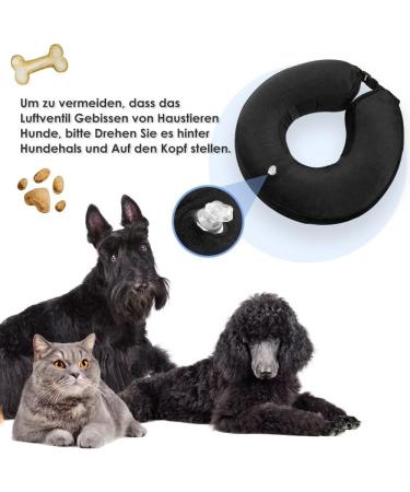 NASJAC Adjustable Inflatable Dog & Cat Collar | Leak-Proof Soft Comfortable | Quick Lock for Post-Op Wound Protection - Black - Buy Online on GoSupps.com