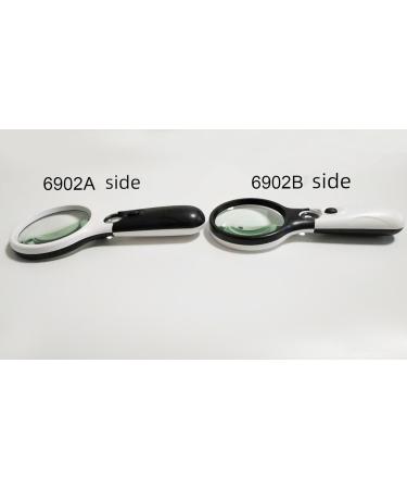 Double Lens with 3 LED Lights Racket Handheld high Power Reading Plastic Magnifying Glass with Lights 6902white free - Buy Online on GoSupps.com