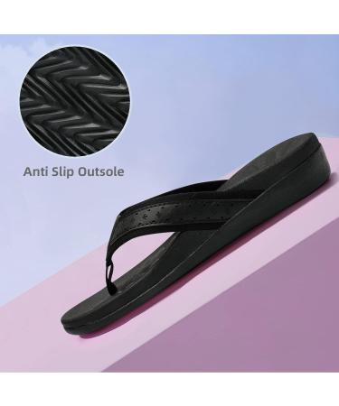 MEGNYA Women Orthopedic Sandals with Arch Support - Plantar Fasciitis Flip Flops for Flat Feet - Comfortable Cushioned Foam Slipper for Outdoor Beach - Size 8, Black - Buy Online on GoSupps.com
