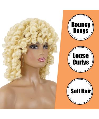 PHOENIXFLY Short Loose Curly Wig | Heat Resistant Synthetic Afro Wig for Women | Blonde/613 - Buy Online on GoSupps.com