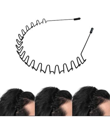 Headband - Hair Bands for Men Non-Slip Durable Wavy Metal Hair Hoop Multi-Style Black Spring Headbands Unisex Outdoor Sports Hair Band Accessories for Women Men (1 pack) black 1 - Buy Online on GoSupps.com