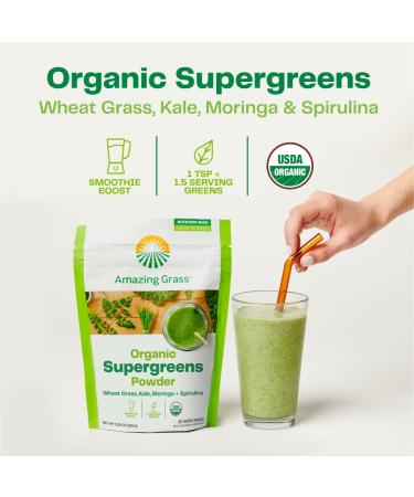Buy Amazing Grass Organic SuperGreens Powder 5.29 oz - Nutrient-Rich Superfood - Buy Online on GoSupps.com