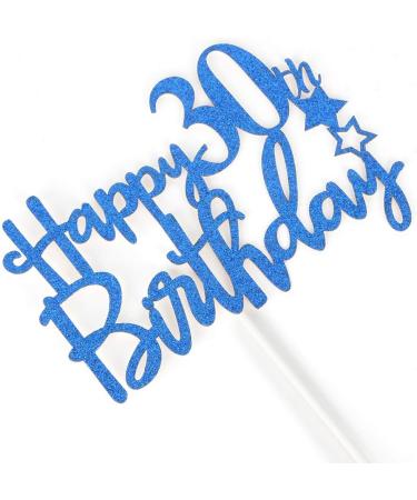 Tenhaisi Gilttery Navy Blue Happy 30th Birthday Cake Topper Cheers to 30 Birthday Party Decoration for Men or Women Adults Party Decoration - Buy Online on GoSupps.com