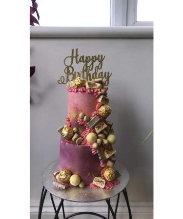 LissieLou Happy Birthday Pretty Cake Topper Glitter Card Rose Gold Made in the UK - Buy Online on GoSupps.com