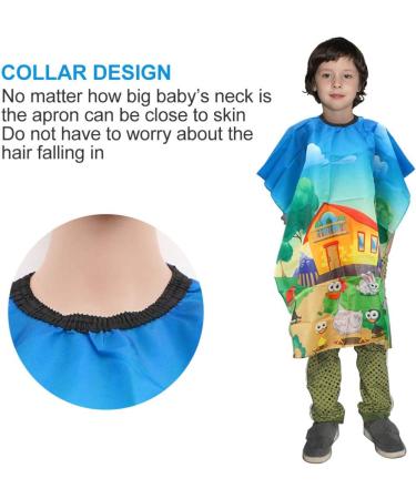 Solustre Blue Animal Cartoon Hairdresser Apron - Cute Baby Haircut Barber Cape for Home Salon & Professional Use - Buy Online on GoSupps.com