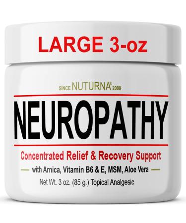 Neuropathy Nerve Cream - for Feet Hands Legs Toes Back Ultra Strength Arnica MSM Menthol Soothing Natural Comfort Large 3 oz