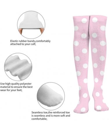 Aiyoolee Vintage Compression Thigh High Crew Socks - Pink & White Polka Dots for Girls | Comfortable & Athletic for Sports, Running, Party - Buy Online on GoSupps.com