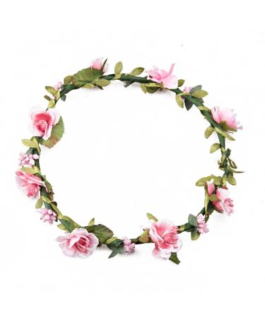 Floral Fall BOHO Headband Flower Crown Festival Wedding Beach Hair Wreath F-01 (Purple) (Pink)