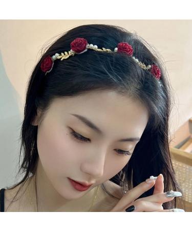 JSGHGDF Temperament Flocking Rose Shape with White Decors Unique Hair Hoop Bride Woman Wedding Party Headwear White Rose - Buy Online on GoSupps.com