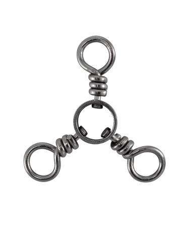Dr.Fish 50 Pack 3 Way Swivel Fishing Tackle for Catfish Rig Trolling Line Stainless Steel 30-220Lb Black Nickel Catfishing Tackle Tri Swivels Saltwater Freshwater #1/0(110Lb)-50pk