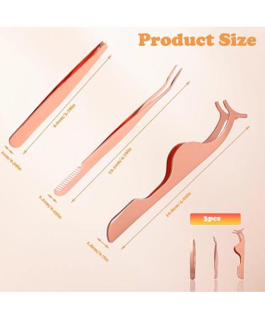 3 Styles Eyelash Tweezers Set Stainless Steel Eyebrow Tweezers Eyelash Curler Eyelash Applicator Tool Eyelash Tweezers Suitable for Beginners Girls and Makeup Artist Gold - Buy Online on GoSupps.com