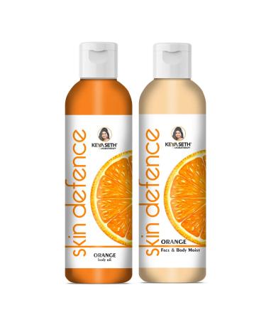 Keya Seth Aromatherapy Complete Winter Skin Care Combo Enriched with Vitamin C Skin Defence Orange Body oil 200ml + Orange Face & Body Moisturizer 200ml
