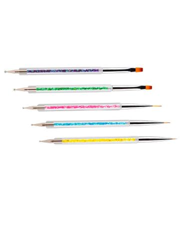 5pcs Double Ended Nails Art Brush Point Drill Nail Dotting Drawing Painting Tools Liner