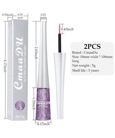 2Pcs Royal Blue Purple Liquid Glitter Eyeliner Set for Women - Sparkly Eyeliner Makeup Kit - Buy Online on GoSupps.com