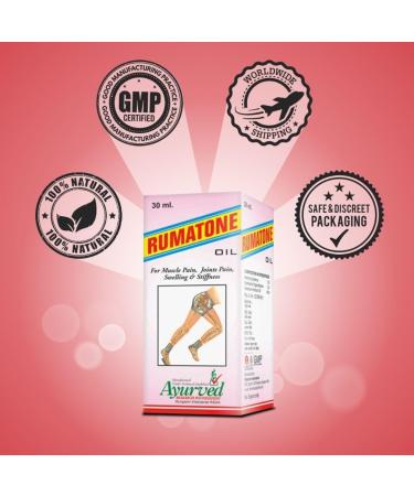 Rumatone Oil Pack of 3 - Ayurvedic Joint Massage Oil (30ml each) for Pain Relief | International Shipping Available - Buy Online on GoSupps.com