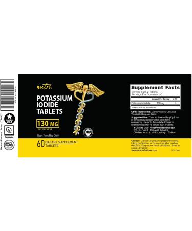 Nature's Fusions Potassium Iodide Tablets Pack of 5-130mg - 300 Tablets EXP 10/2032 - YODO Naciente - KI Pills - Yoduro de Potasio Potassium Iodide Tablets 60 Count (Pack of 5) - Buy Online on GoSupps.com