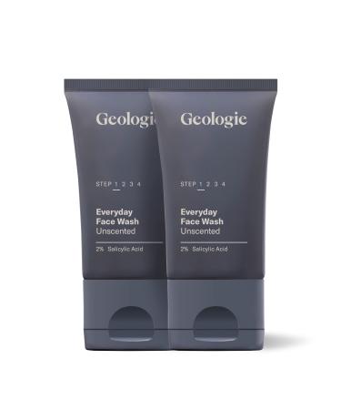 Geologie Sensitive Skin Face Cleanser 2-Pack | Daily Fragrance Free Face Wash for Sensitive Skin That Gently Strips Away Dirt and Oil Buildup with Salicylic Acid | 120 ML | 90 Day Supply Regular Strength (90 Day) Unscen...