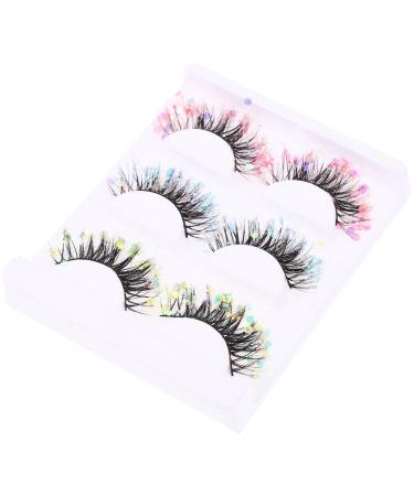 minkissy 3 Pairs Fake Eyelashes Fluffy Eyelashes Extensions Glitter Eyelashes Makeup Supplies for Women Girls