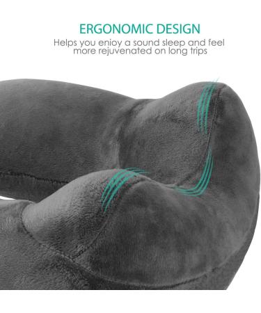 UROPHYLLA Inflatable Travel Pillow - Soft Velvet Neck Pillow for Airplane, Car & Office - Grey - Buy Online on GoSupps.com