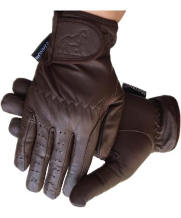 Women's Equestrian Gloves: 100% Real Leather Horse Riding Gloves in Brown, Beige, Tan & Black - Medium Dark Brown - Buy Online on GoSupps.com