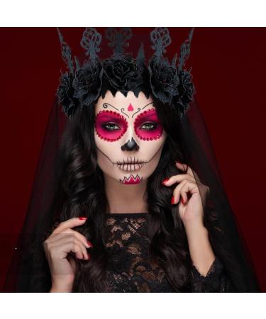 UDIKEFO Halloween Rose Gothic Garland Crown Headband for Women Girl Adults Witcher Makeup Hair Accessories for Halloween Dancing Party Cosplay Masquerade Decoration - Buy Online on GoSupps.com