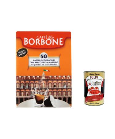 Italian Gourmet E.R. Caff Borbone 50 Capsules Mixed Delicatess Compatible with Nespresso machines for home use Italian coffee 5g + Gourmet Italian Pulpa 400g