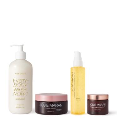 Josie Maran Cali Glow Collection Body & Skincare Set - Includes EveryBODY Wash Now! Moisture Mousse Cleanser Whipped Argan Oil Face & Body Butter & Pineapple Enzyme Pore Clearing Cleanser (4 Count)