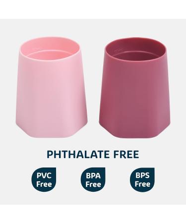 Tiny Twinkle Training Cup 2 Pack - Silicone Cups for Baby Led Weaning - Soft Open Cup for Independent Drinking (Pink Burgundy) - Buy Online on GoSupps.com