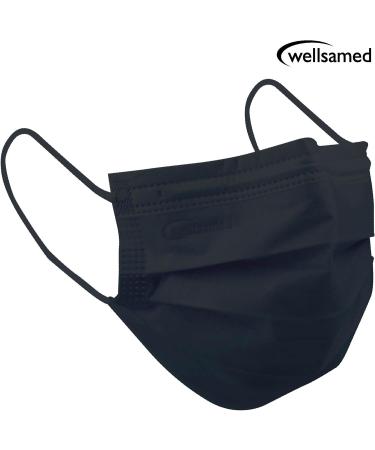 Wellsamed Wellsamask Type IIR Medical Face Mask - 50 Pack Black - Elastic Band Single Colour - International Shipping - Buy Online on GoSupps.com