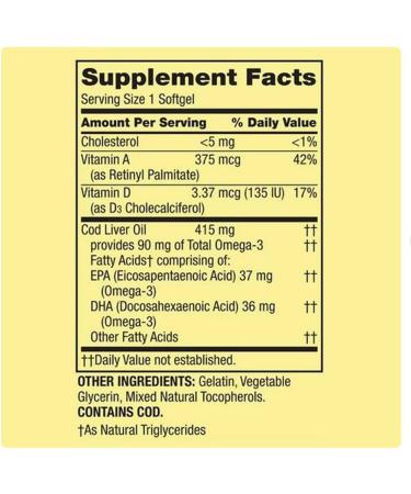 4 TOP CARE Cod Liver Oil Plus Vitamins A & D3 Immune Health Dietary Supplement Softgels 100 Count - Buy Online on GoSupps.com