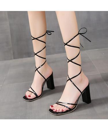 Buy XTZYGLFD Women s Spring Summer High Heel Chunky Sandals - Open Lace Breathable Sexy Style - Black Size 5 UK - Buy Online on GoSupps.com