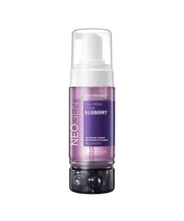DERMALOGY by NEOGENLAB Real Fresh Foam Cleanser  Blueberry 5.6 Fl Oz (160g) - Hydrating Gentle Cleansing Foam with Real Blueberries  Clean Beauty - Korean Skin Care