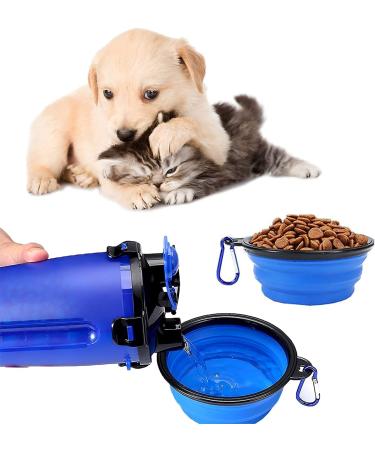 BrokSilent Dogs Travel Water Bottle - Leak Proof Puppy Dispenser with Bowls - Blue - Buy Online on GoSupps.com