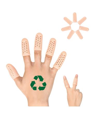 Gel Finger Cots (Breathable, Latex Free), Finger Protectors with Hole, Finger Gloves(14 PCS), Silicone Finger Covers for Hand Eczema, Finger Cracking, Finger Arthritis, Trigger Finger 14 PCS Short