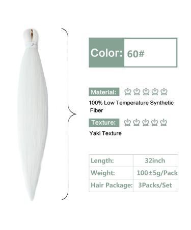 YDDM 32 Inch Pre-Stretched Braiding Hair Extensions - 3 Packs Jumbo Braids | White Kunsthaar for Stunning Hairstyles (30# & 60#) - Buy Online on GoSupps.com