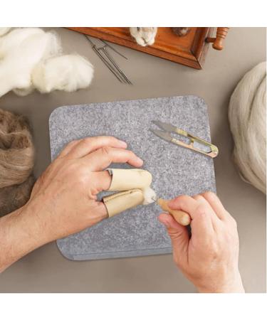 Wool Needle Felting Pad with Leather Finger Guards - Eco-Friendly 6x6 inch Base for Precision Projects - Buy Online on GoSupps.com