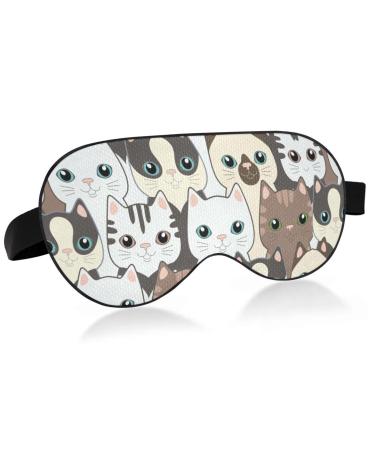 Haskirky Light Blocking Eye Mask Breathable and Adjustable Adult Men and Women Travel on Business Trips Yoga Meditation Light Smooth Comfortable Eye Mask Office Deep Sleep Goodies Cats
