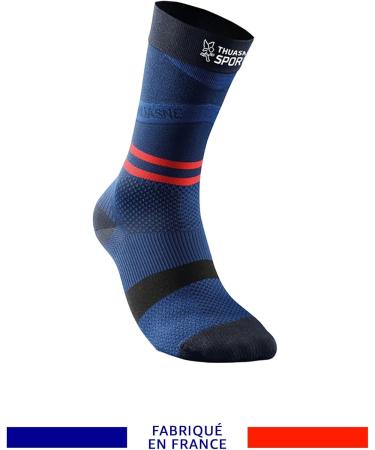 Thuasne Medium-High Compression Running Socks - Degressive Ankle to Calf Compression | Sizes 39-42 | XL Black Dark Blue Red - International Shipping Available - Buy Online on GoSupps.com