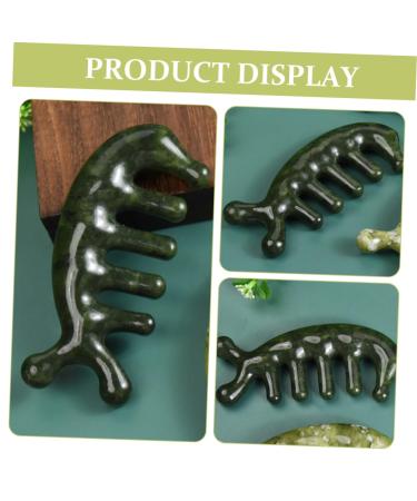 Frcolor Jade Gua Sha Massage Comb - Acupuncture Head Massage Tool for Scalp & Meridian | Wide Tooth Hairbrush - Buy Online on GoSupps.com
