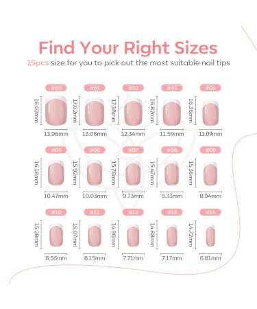 Modelones 30Pcs Press On Nails - Short French Nail Tips 15 Sizes Full Cover Pink Includes Nail Glue & Tools for Nail Art - Buy Online on GoSupps.com